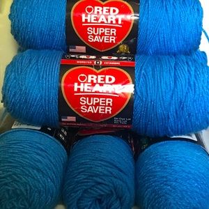 RED HEART SUPER SAVER YARN SKEINS Delft Blue LOT OF 6 Skeins 7 OZ EACH Acrylic